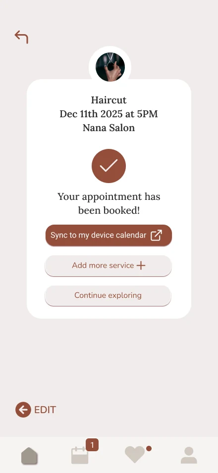 Booking confirmed with calendar sync, final