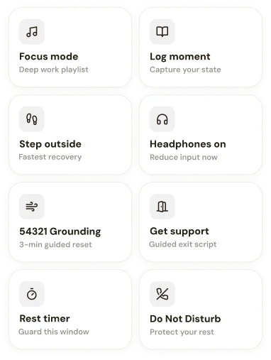 Quick actions grid